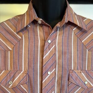 Vintage Wrangler Striped Pearl Snap Button Down Shirt M